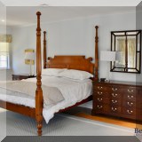 F26. Leonard's furniture tiger maple ”Sea Captain's” king bed. 91”h 
